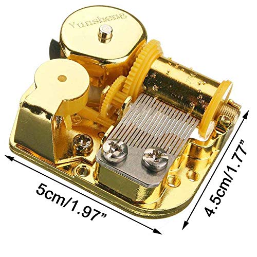 18-Note Gold Wind-Up Music Box Movement for DIY Crafts