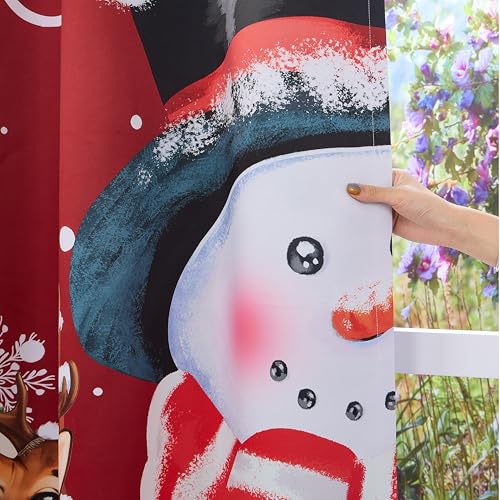 Christmas Snowman Blackout Curtains 52x108 in – Red/White Set of 2 (Pnylzzyxh)