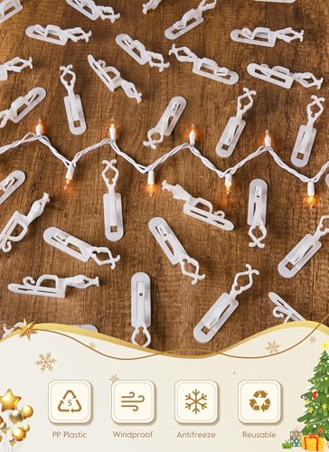 Universal Christmas Light Clips for Gutters and Shingles - 100 Pack