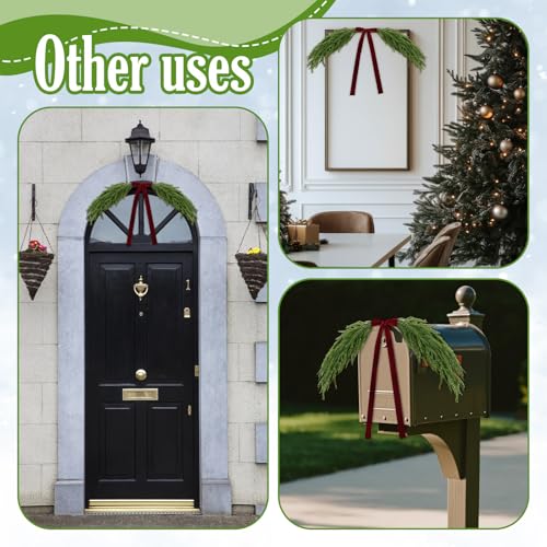 31.5-inch Artificial Norfolk Pine Christmas Swag with Velvet Bow
