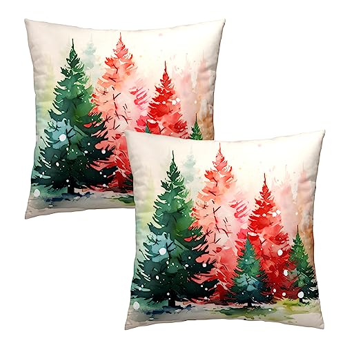 Mweet Christmas Throw Pillow Covers 22x22 in (2 Pack) Xmas Tree Decor Pillowcase, Double-Sided