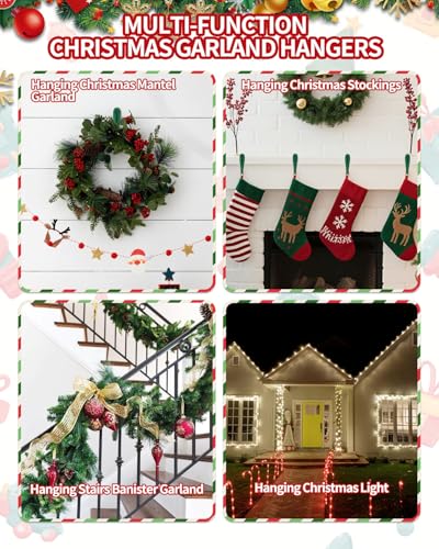 6 PCS Christmas Garland Hanger Hooks for Mantle, 8-Inch Silicone Holders