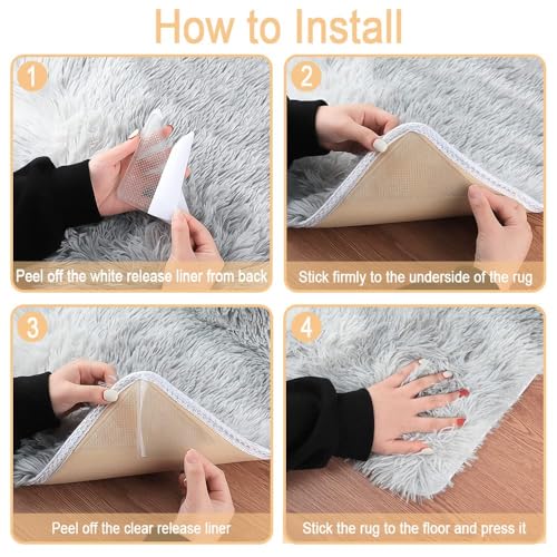 Anti-Slip Rug Tape Pads, Triangular Washable Carpet Grippers - 8 Pack