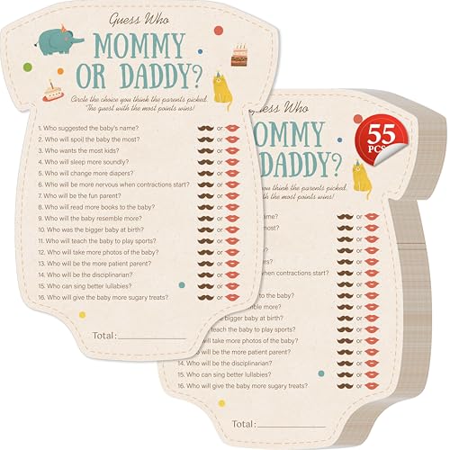 55PCS Guess Who Mommy or Daddy Baby Shower Game Cards - Gender Neutral