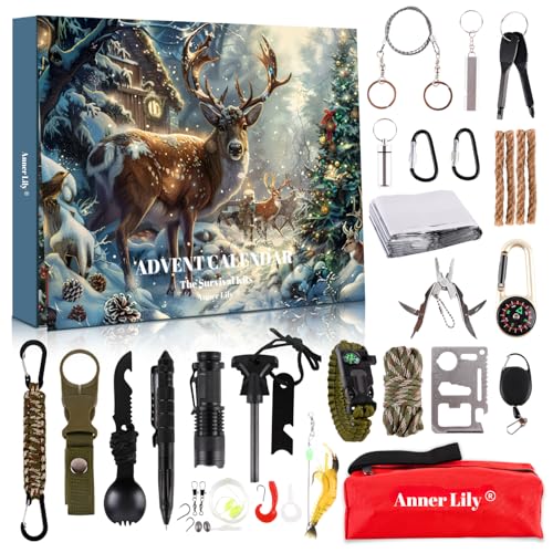 24-Day Survival Gear Advent Calendar - Tactical Camping Tools Countdown Kit