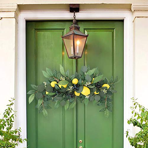 30-Inch Artificial Flower Swag with Lemons and Berries, Floral Garland