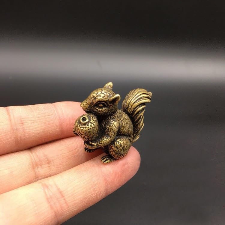 Skiennix Antique Bronze Squirrel & Rabbit Statues - Solid Copper Figurines | Unique Desk Decor
