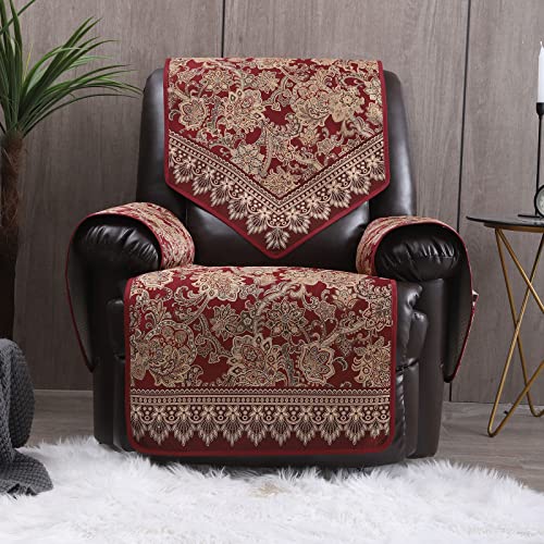 Waterproof Recliner Chair Covers with Non-Slip Design - Large Size, Red