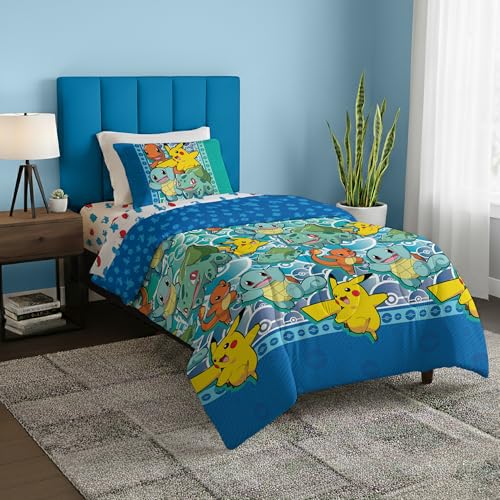Pokemon First Starters Twin Bed in a Bag Set - 4-Piece Kids Bedding