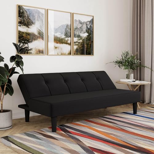 Serta Twin Sofa Bed Futon in Black - Space-Saving Convertible Couch