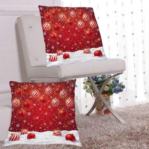 Lecluit Christmas Snowflake Xmas Ball Throw Pillow Cover 18x18 Pack of 2