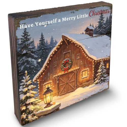 Christmas Barn Rustic Farmhouse Winter Wood Desk Sign Decor - Have Yourself a Merry Little Christmas (SOW27) - SunyJone