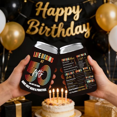 Vintage 1976 Can Cooler Sleeves - 50th Birthday Party Favors (24 Pack)