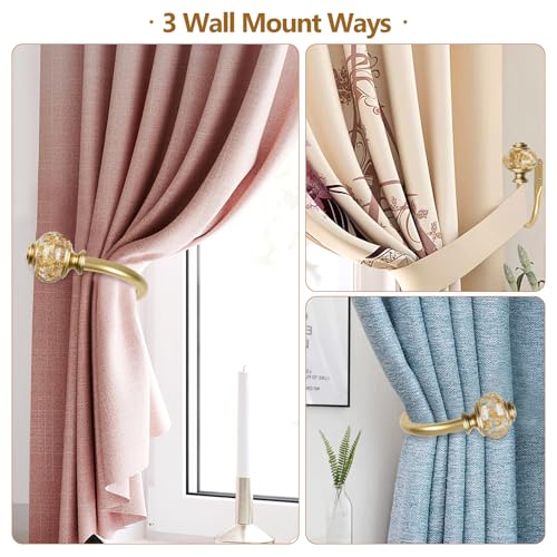 Gold Crystal Curtain Holdbacks - Decorative Wall Mounted Drapery Tiebacks