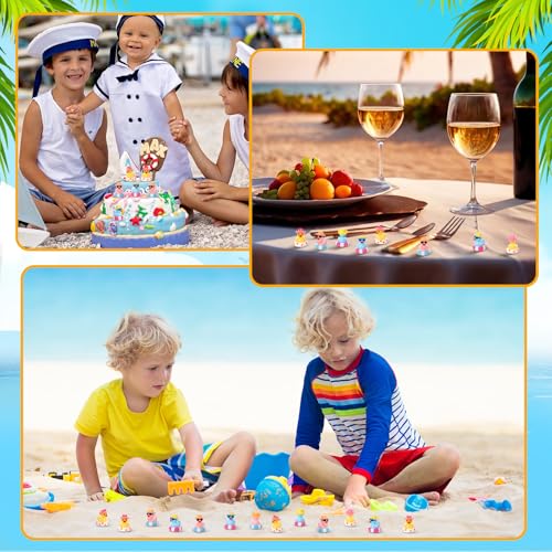 30pcs Mini Summer Resin Ducks, Tiny Hawaii Beach Figurines for Crafts