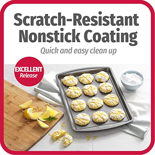 Nonstick Carbon Steel Baking Sheet Set - 13x9 Inch Cookie Sheets (3-Piece)