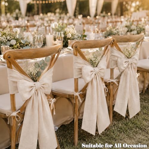 Linen Wreath Sash for Front Door - 2 Pack Rustic Burlap Garland Ribbon