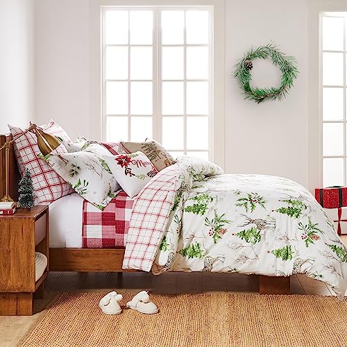 Levtex Home King Holiday Comforter Set - Red Sleigh Bells Design, 106x94