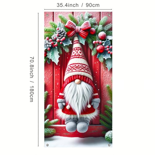 Christmas Gnome Door Cover 35x71in - BlissYard, Variation: Christmas Gnome#7