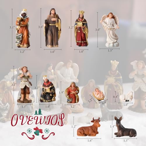 11-Piece Hand-Painted Resin Nativity Set for Christmas Indoor Decor