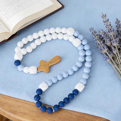 Baby Rosary with Cross - Soft Blue Catholic Baptism & First Communion Gift