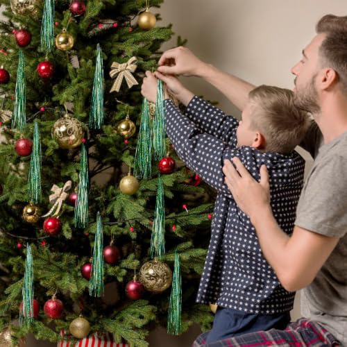 Green Iridescent Christmas Tinsel Icicles - 2500+ Strands Holiday Tree Decor