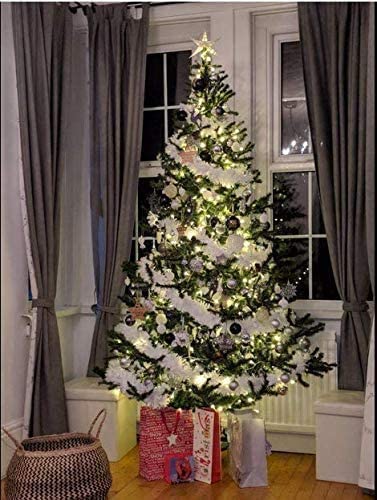 33ft White Metallic Christmas Tinsel Garland for Indoor & Outdoor Decor