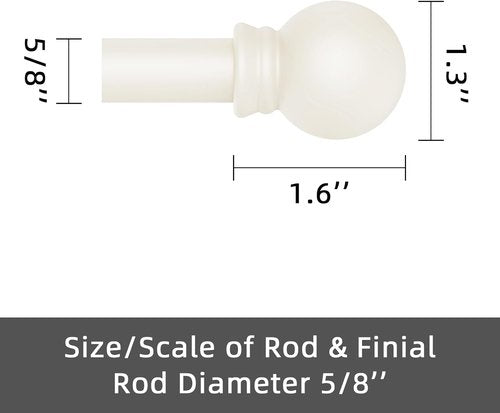 GXOACKJ Decorative Curtain Rods - Heavy Duty Metal, Ivory White, 48 to 84 Inches with Brackets