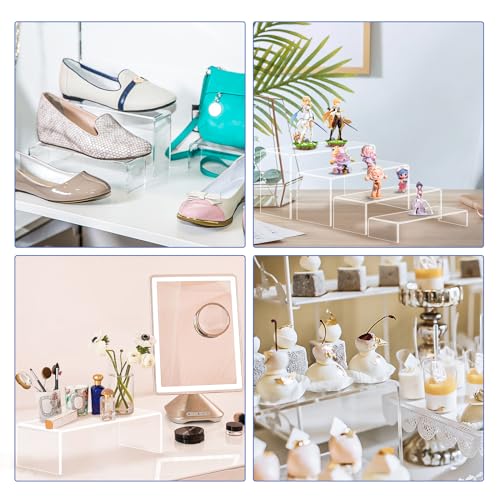 Clear Acrylic Risers Display Stands - 16 Piece Set in 4 Sizes