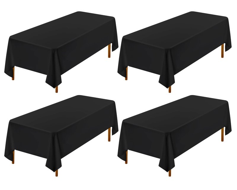 Showgeous 8 Pack Black Round Tablecloth 120 Inch Polyester Table Cloth for Tables - Washable Decorative Fabric Covers for Wedding, Dining, Party, Banquet, Buffet