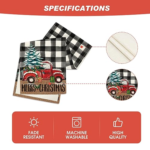 Artoid Mode Truck Tree Christmas Table Runner 13x90 Inch Black/White