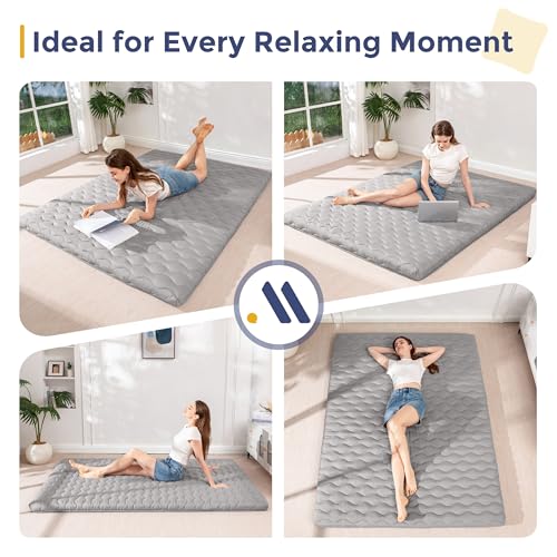 Japanese Floor Futon Mattress, 3-Inch Thick Foldable Sleeping Pad, Full Size
