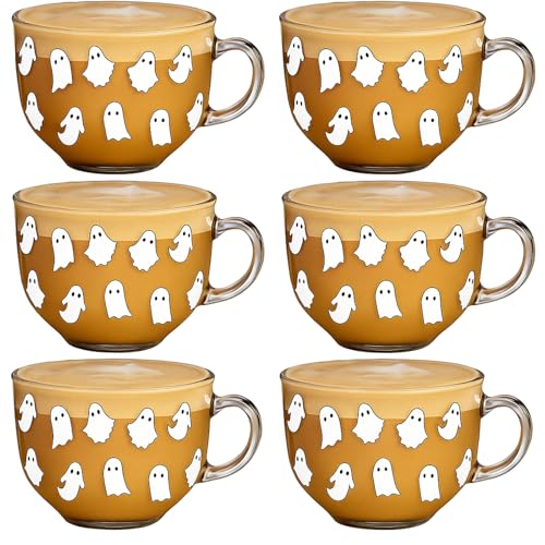 Sliner Ghost Halloween Glass Coffee Mug - 16 oz, Pack of 6, Irish Style