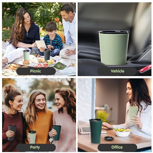 Greentainer 4 Pack Dark Travel Coffee Mugs 20 oz Spill-Proof Reusable Tumblers