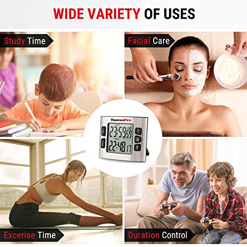 Dual Digital Kitchen Timer with Clock Mode and Adjustable Alarm Volume