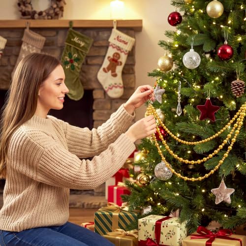 Gold Bead Garland with Hooks - 19.5 Inch Christmas Decorations - Classic Style