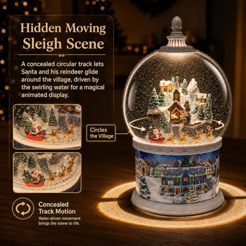 10.24" Lighted Musical Christmas Snow Globe Lantern with Rotating Santa
