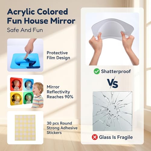 4-Piece Sensory Bubble Mirror Set - 10x10 Shatterproof Acrylic Wall Mirrors