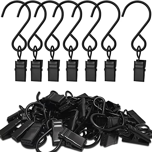 3-Inch Stainless Steel S-Hooks with Clips, 50 Pack Hanging Light Hangers