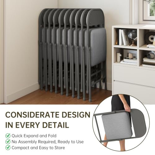 4-Pack Padded Folding Chairs, Fabric Dining Chairs with Metal Frame