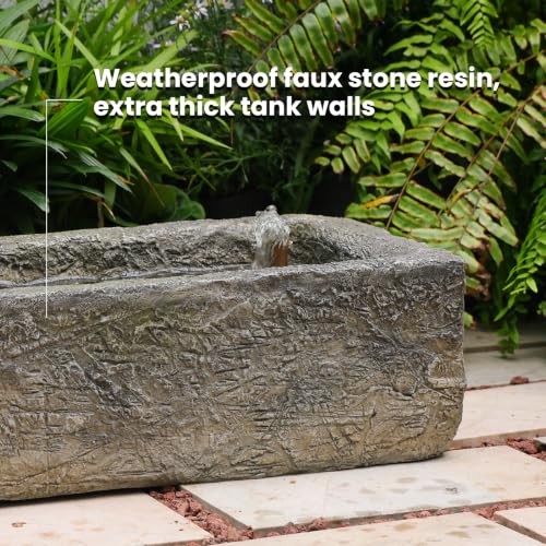 Rustic Water Fountain with Copper Tubing - Faux Stone Garden Decor