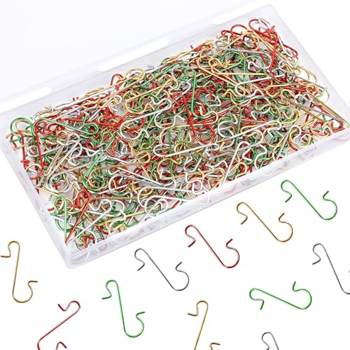 240Pcs Christmas Ornament Hooks Set - Gold, Silver, Red, Green Metal Hooks with Storage Box