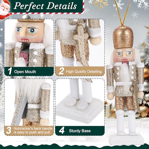 10-Piece Wooden Christmas Nutcracker Ornament Set - 10cm Hanging Soldiers