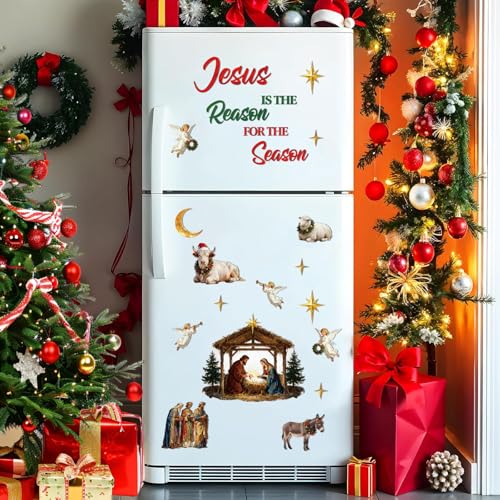 Jesus is the Reason for the Season Christmas Dishwasher Magnets | Nativity Refrigerator Decor (20-Piece)