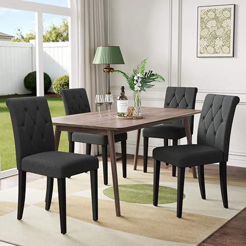 Upholstered Button Tufted Dining Chairs Set of 4, Modern Fabric Side Chairs