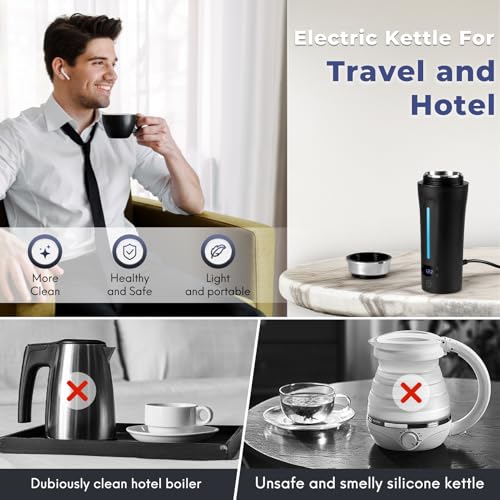 Ceaplot Black Portable Dual Voltage Electric Travel Kettle 110-240V 350ml