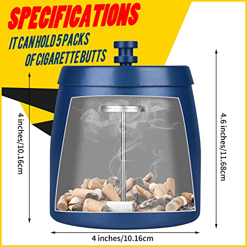 Large Stainless Steel Smokeless Ashtray with Lid - Windproof Outdoor Tray