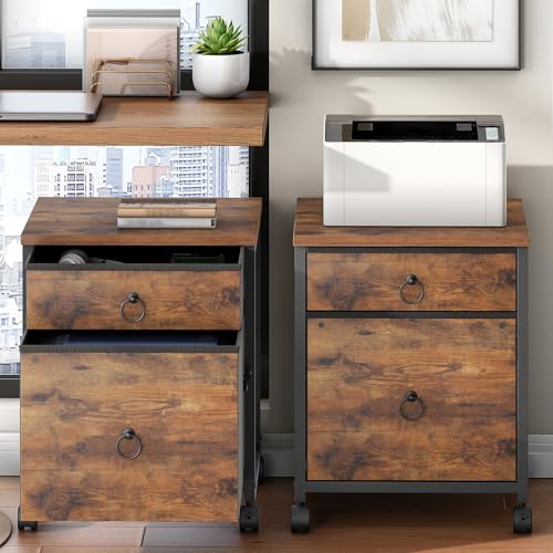 2-Drawer Mobile File Cabinet with Printer Stand, Industrial Office Storage