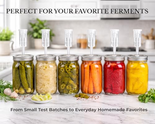 Stainless Steel Fermentation Lids with Airlocks for Wide Mouth Mason Jars 4 Pack