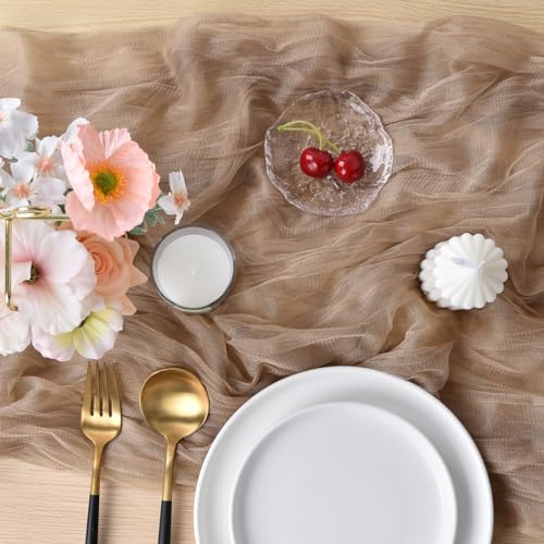 Joanlody Coffee Cheesecloth Table Runner 10ft Fall Wedding Home Decor
